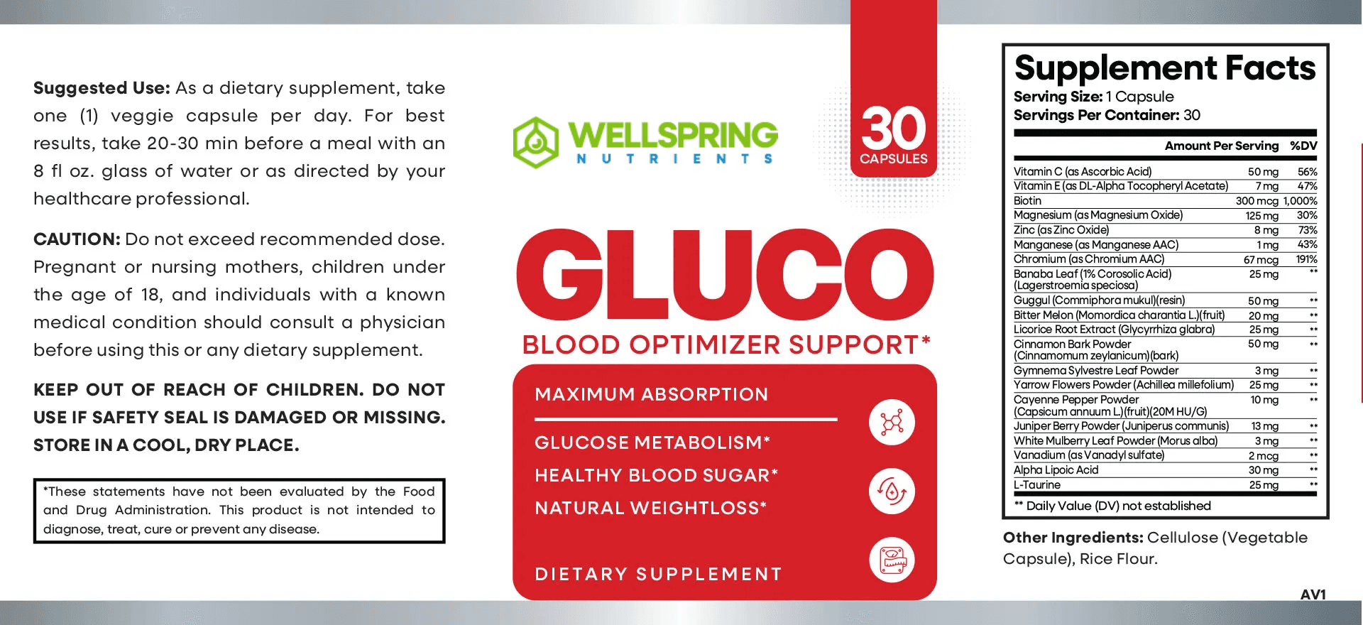 Enhanced ingredient label and supplement facts